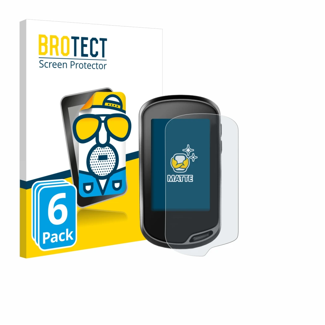 Face avant d’un emballage produit avec le logo de la marque BROTECT. À côté, l’appareil Garmin Oregon 700 est représenté avec 