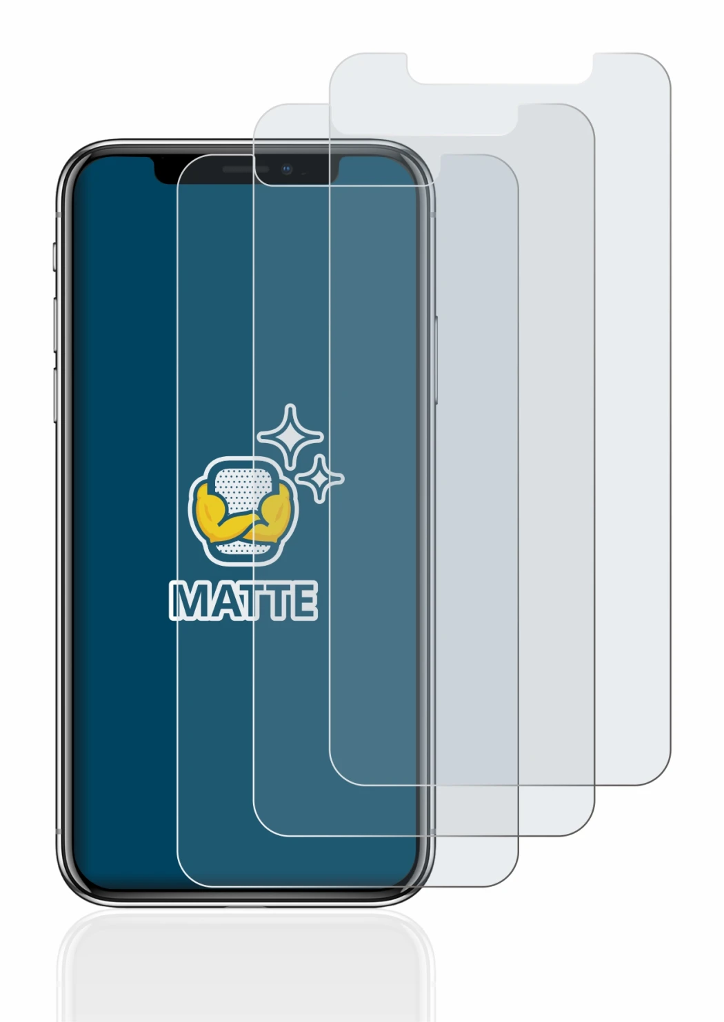 Image de l'appareil Apple iPhone X avec une grande variété de protections d'écran.