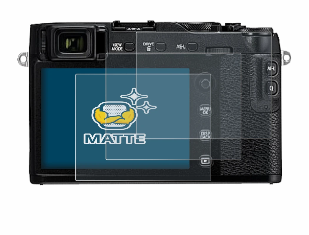 Image de l'appareil Fujifilm X-E3 avec une grande variété de protections d'écran.
