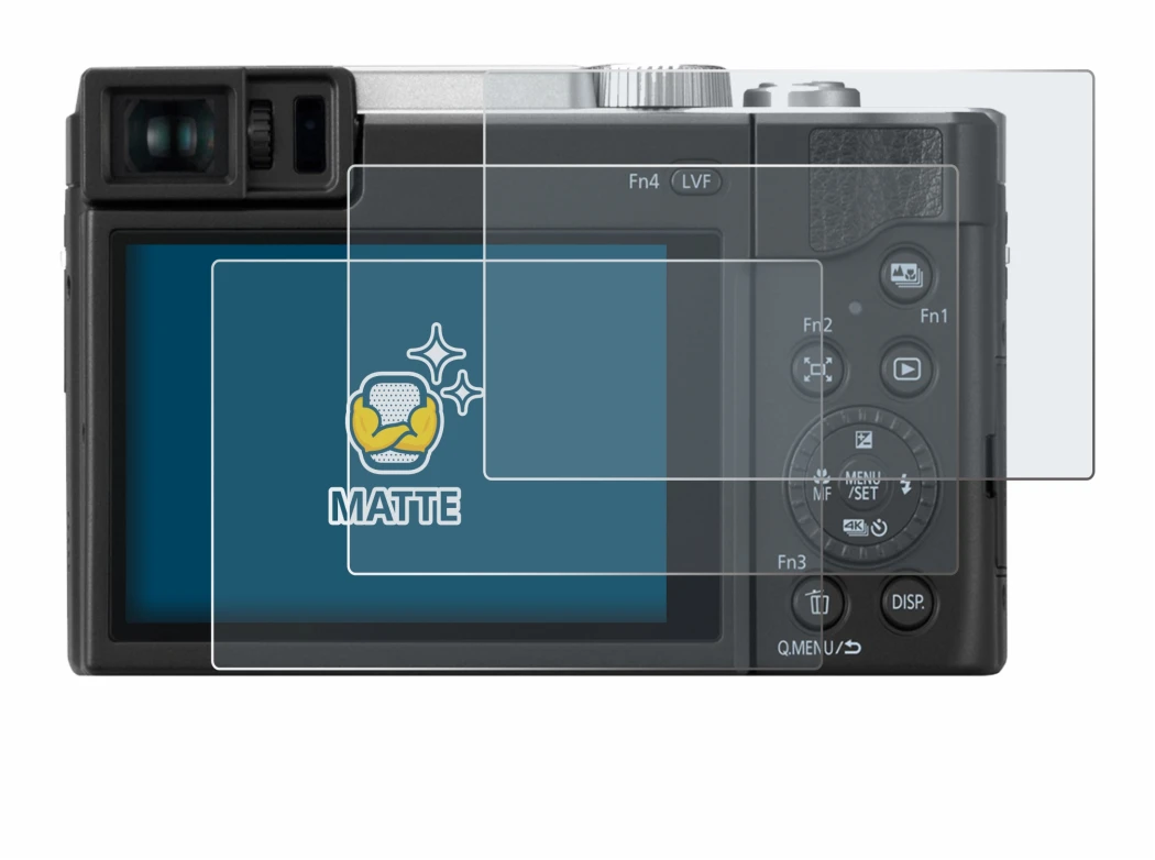 Image de l'appareil Panasonic Lumix DC-TZ96 avec une grande variété de protections d'écran.