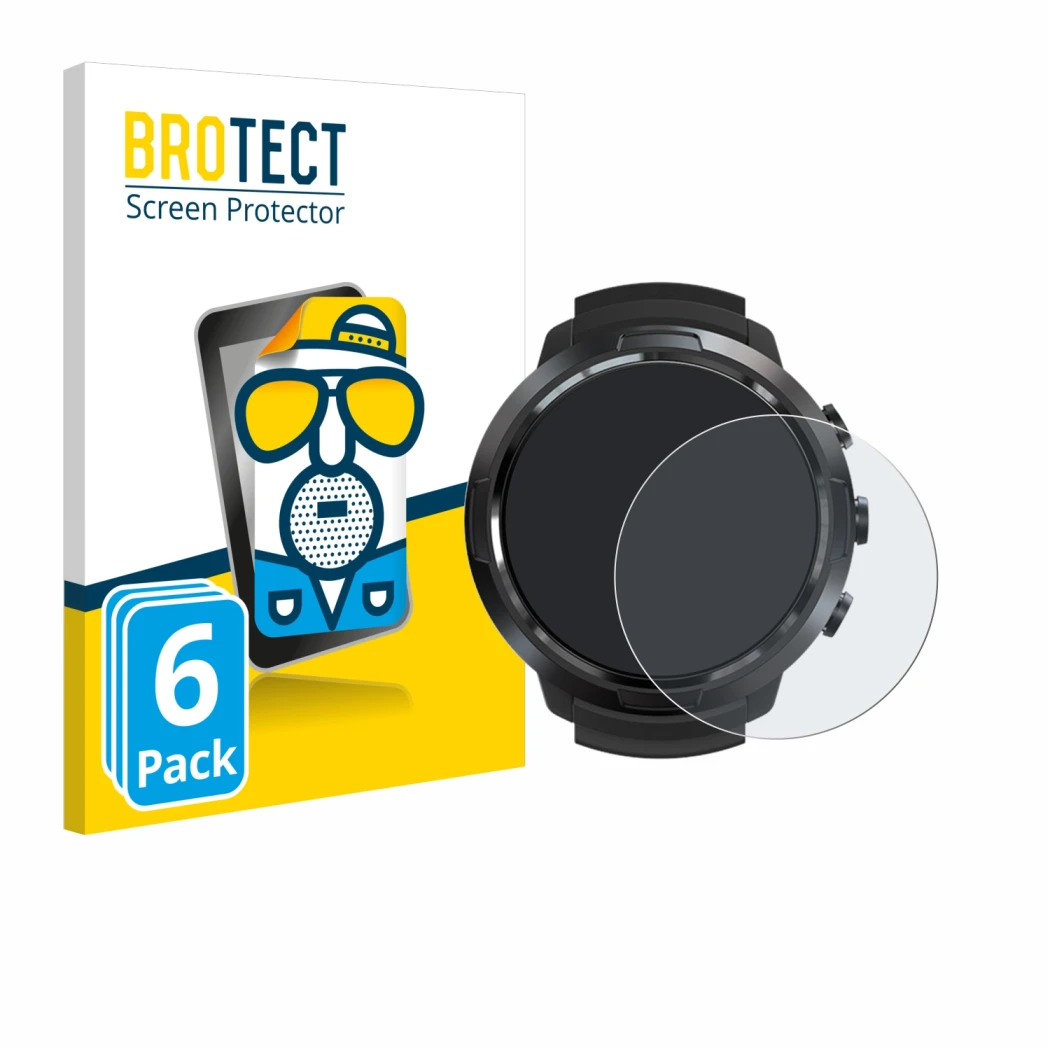 Face avant d’un emballage produit avec le logo de la marque BROTECT. À côté, l’appareil Suunto D5 est représenté avec la prote