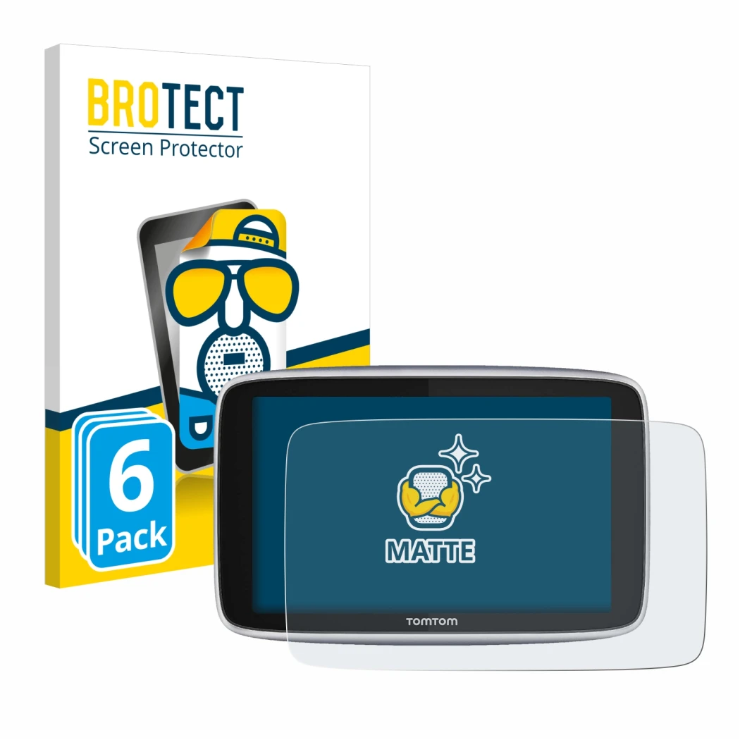 Face avant d’un emballage produit avec le logo de la marque BROTECT. À côté, l’appareil TomTom GO Premium X est représenté ave