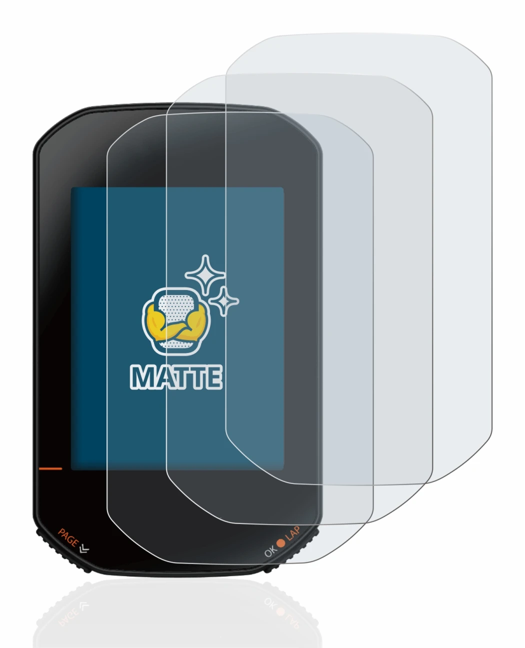 Image de l'appareil Bryton Rider 420 avec une grande variété de protections d'écran.