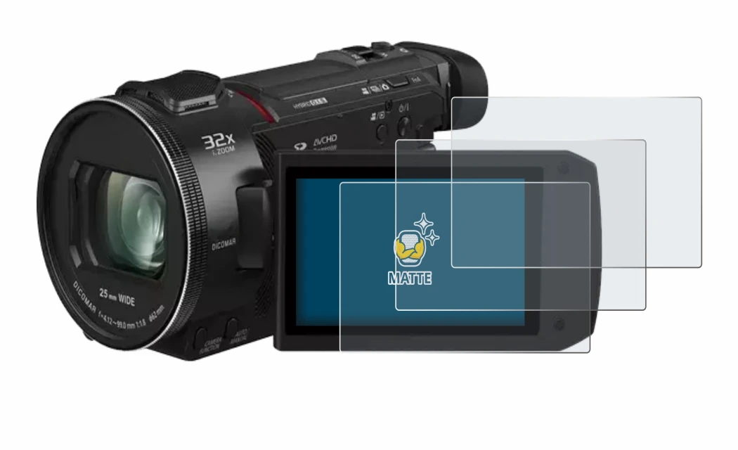 Image de l'appareil Panasonic HC-VXF11 avec une grande variété de protections d'écran.