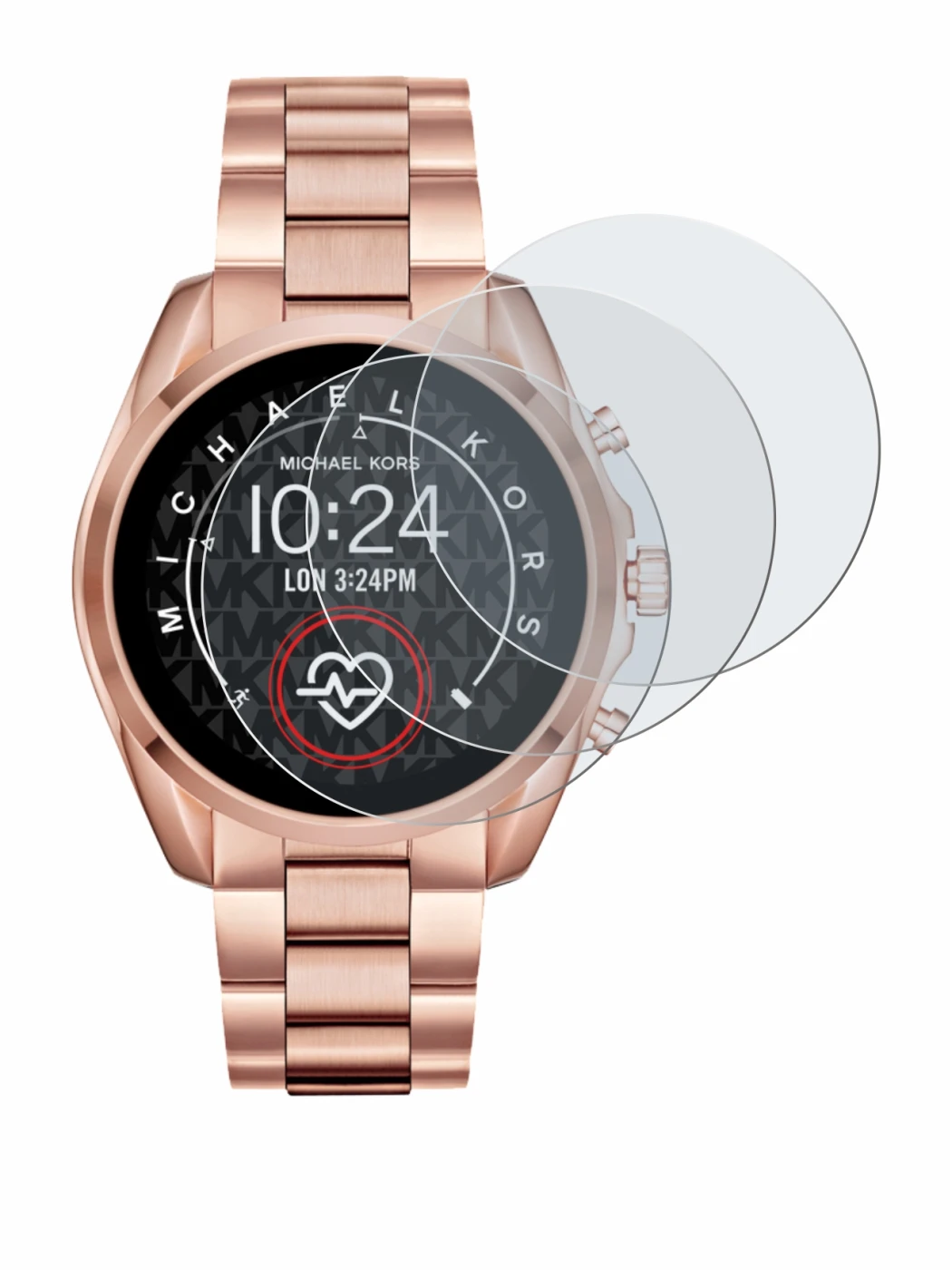 Image de l'appareil Michael Kors Access Bradshaw 2 avec une grande variété de protections d'écran.