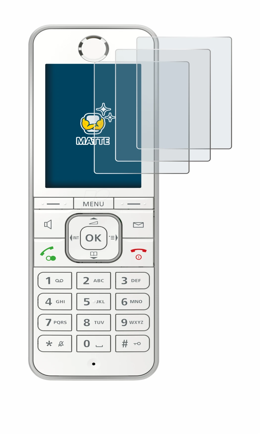 Image de l'appareil AVM Fritz!Fon C6 avec une grande variété de protections d'écran.
