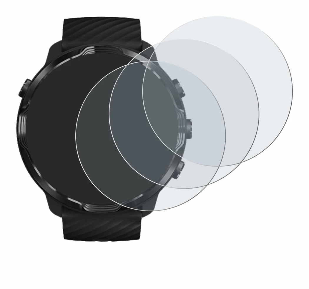 Image de l'appareil Suunto 7 avec une grande variété de protections d'écran.