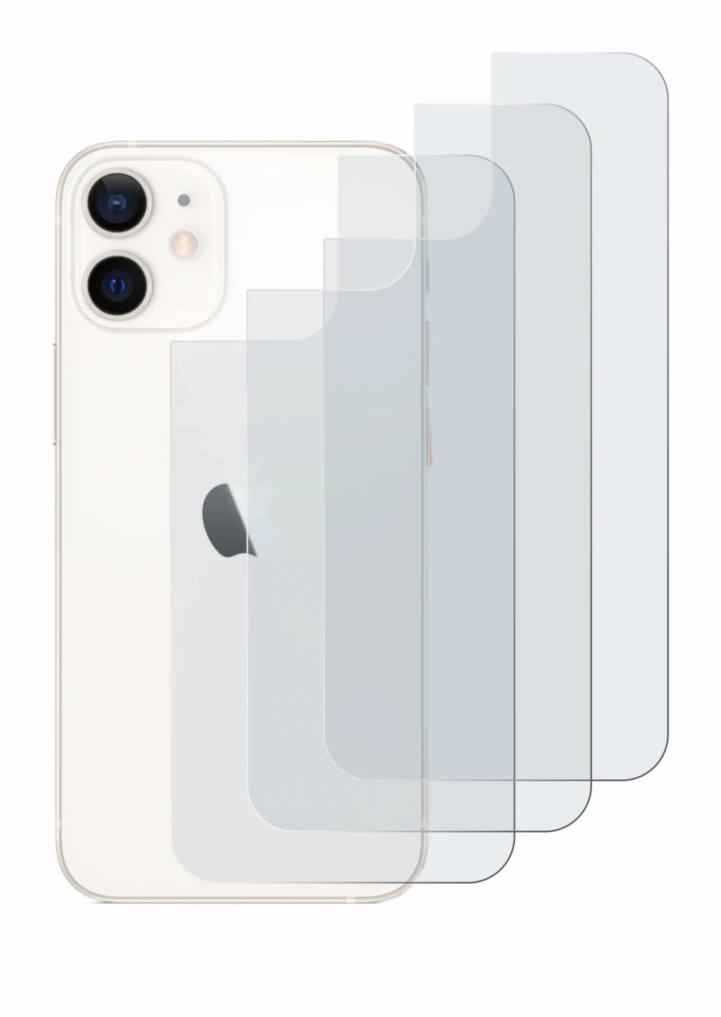 Image de l'appareil Apple iPhone 12 mini (Arrière) avec une grande variété de protections d'écran.