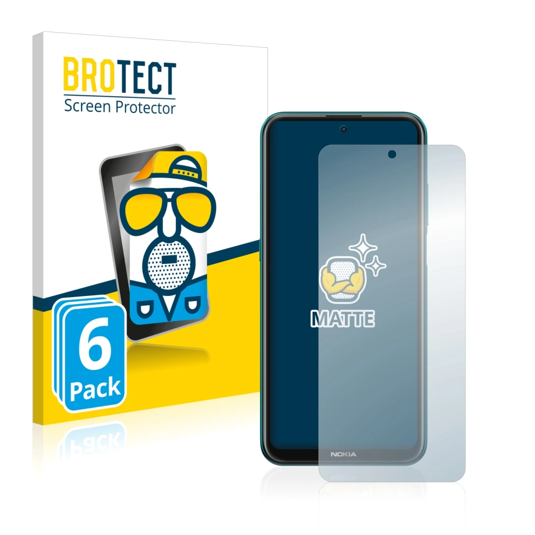 Face avant d’un emballage produit avec le logo de la marque BROTECT. À côté, l’appareil Nokia X10 est représenté avec la prote