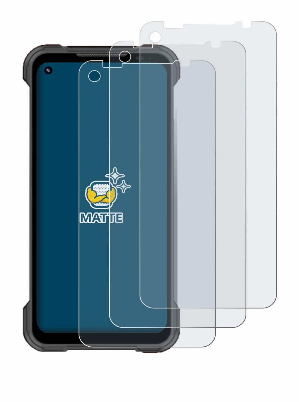 Image de l'appareil Doogee S97 Pro avec une grande variété de protections d'écran.