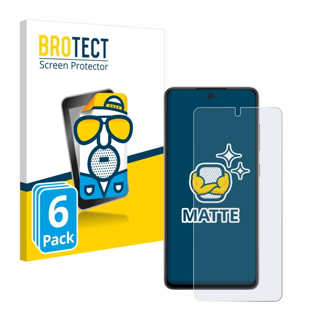 Face avant d’un emballage produit avec le logo de la marque BROTECT. À côté, l’appareil Samsung Galaxy A52s 5G est représenté 