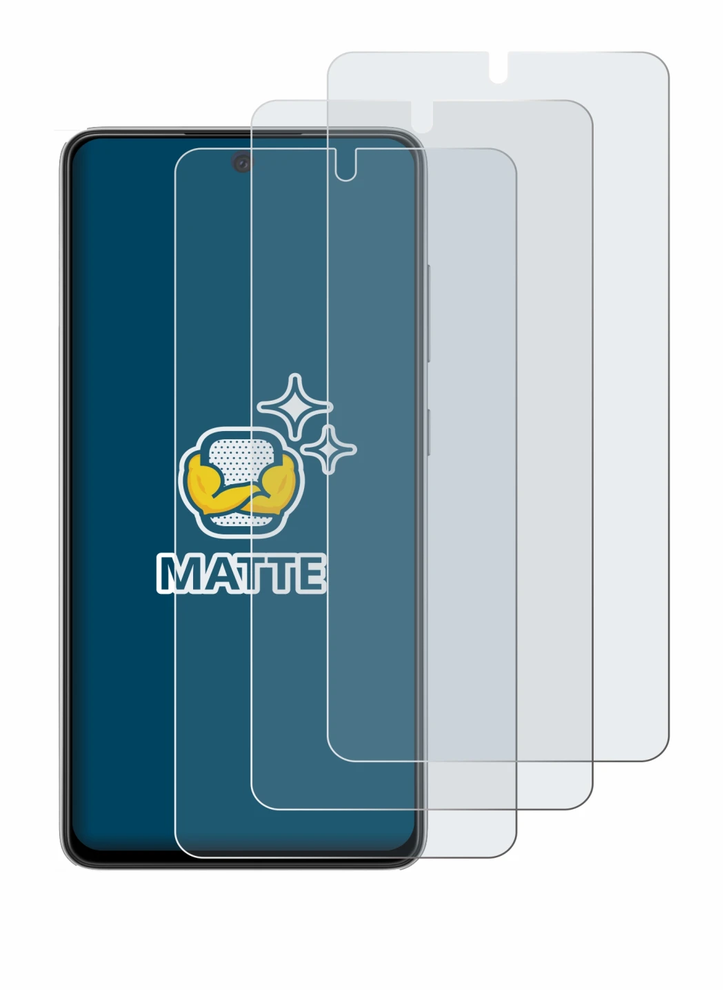 Image de l'appareil Samsung Galaxy A52s 5G avec une grande variété de protections d'écran.