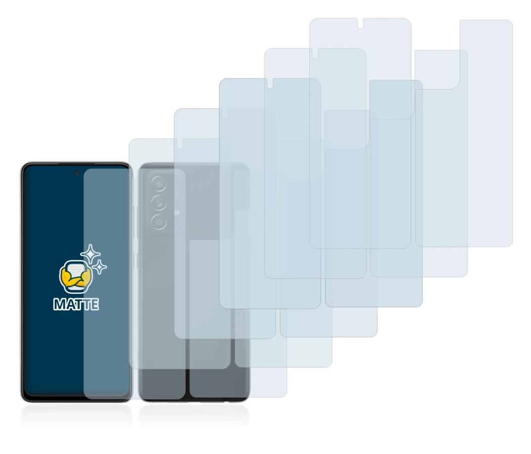 Image de l'appareil Samsung Galaxy A52s 5G (Avant+Arrière) avec une grande variété de protections d'écran.