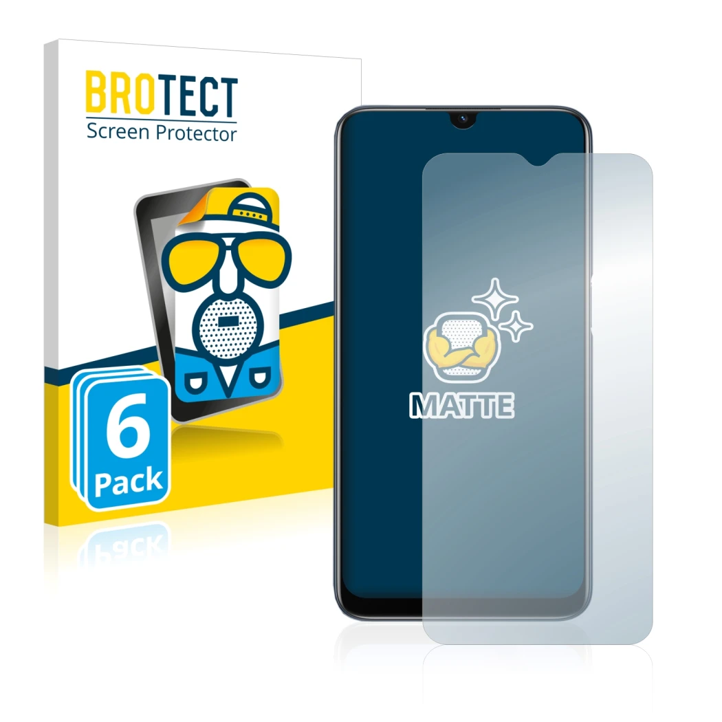 Face avant d’un emballage produit avec le logo de la marque BROTECT. À côté, l’appareil Oppo A54s est représenté avec la prote