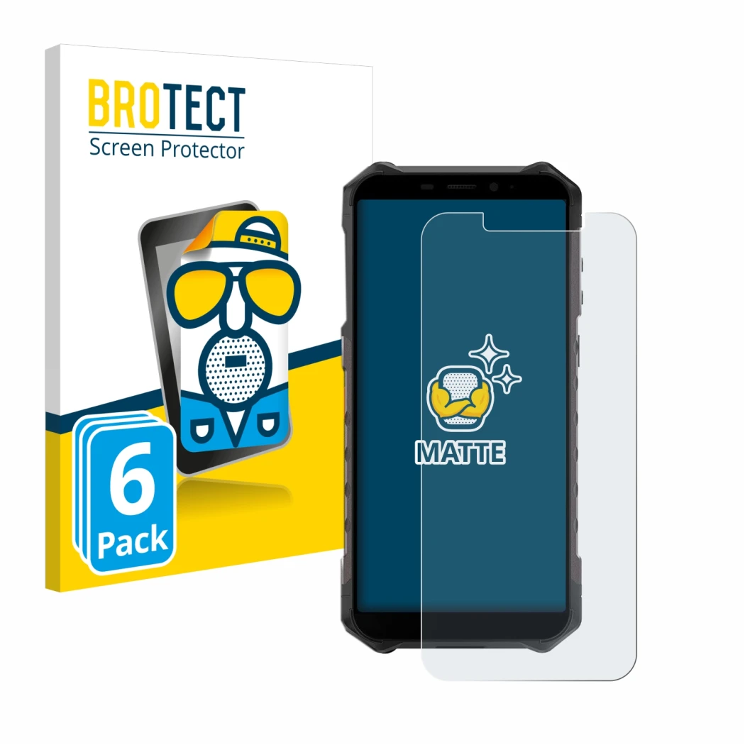 Face avant d’un emballage produit avec le logo de la marque BROTECT. À côté, l’appareil Ulefone Armor X9 Pro est représenté av
