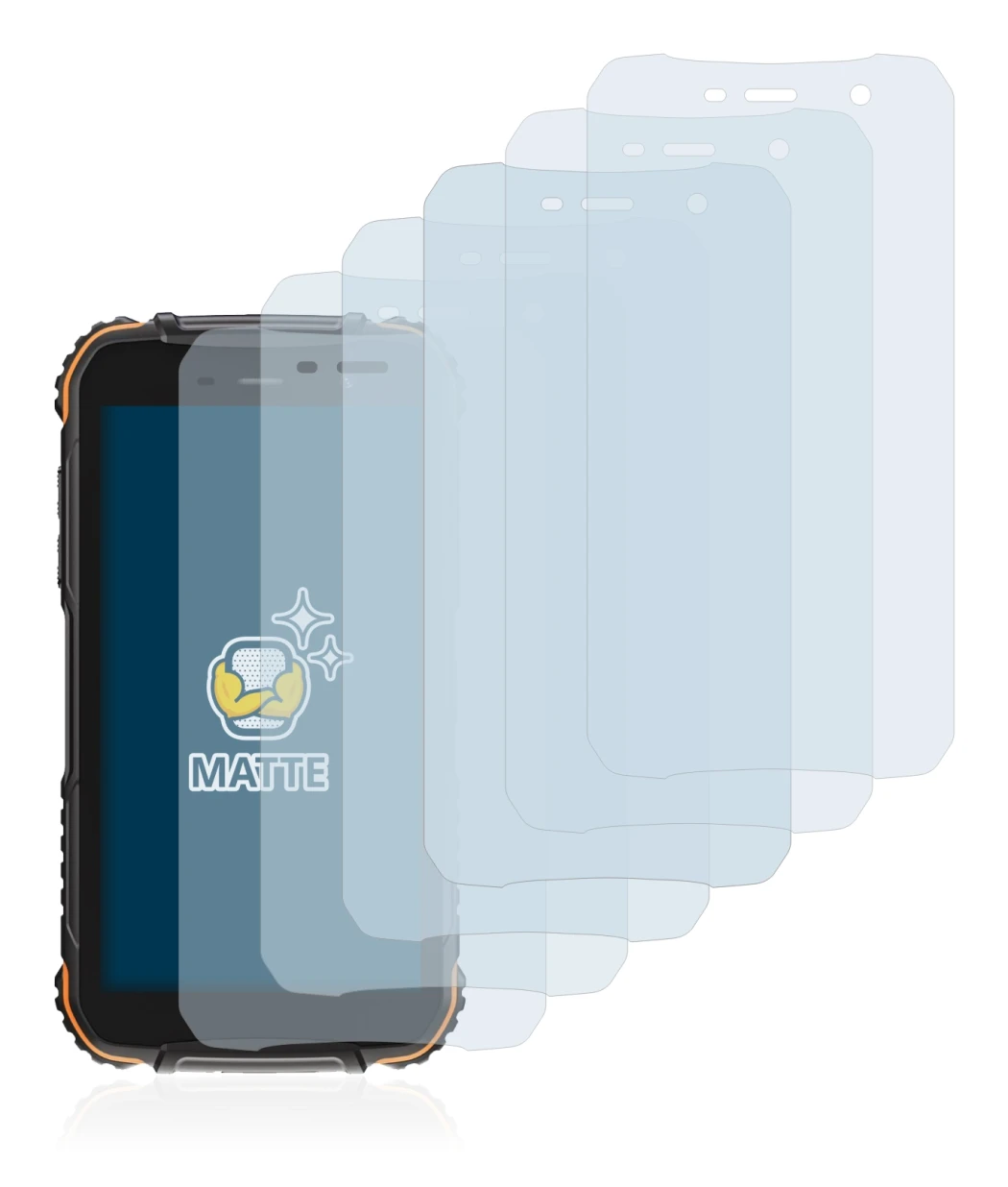 Image de l'appareil Doogee S35T avec une grande variété de protections d'écran.