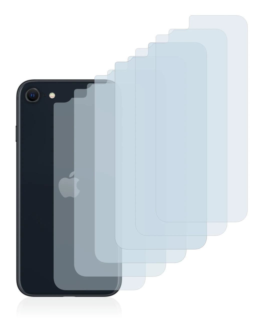 Image de l'appareil Apple iPhone SE 3 2022 (Arrière) avec une grande variété de protections d'écran.