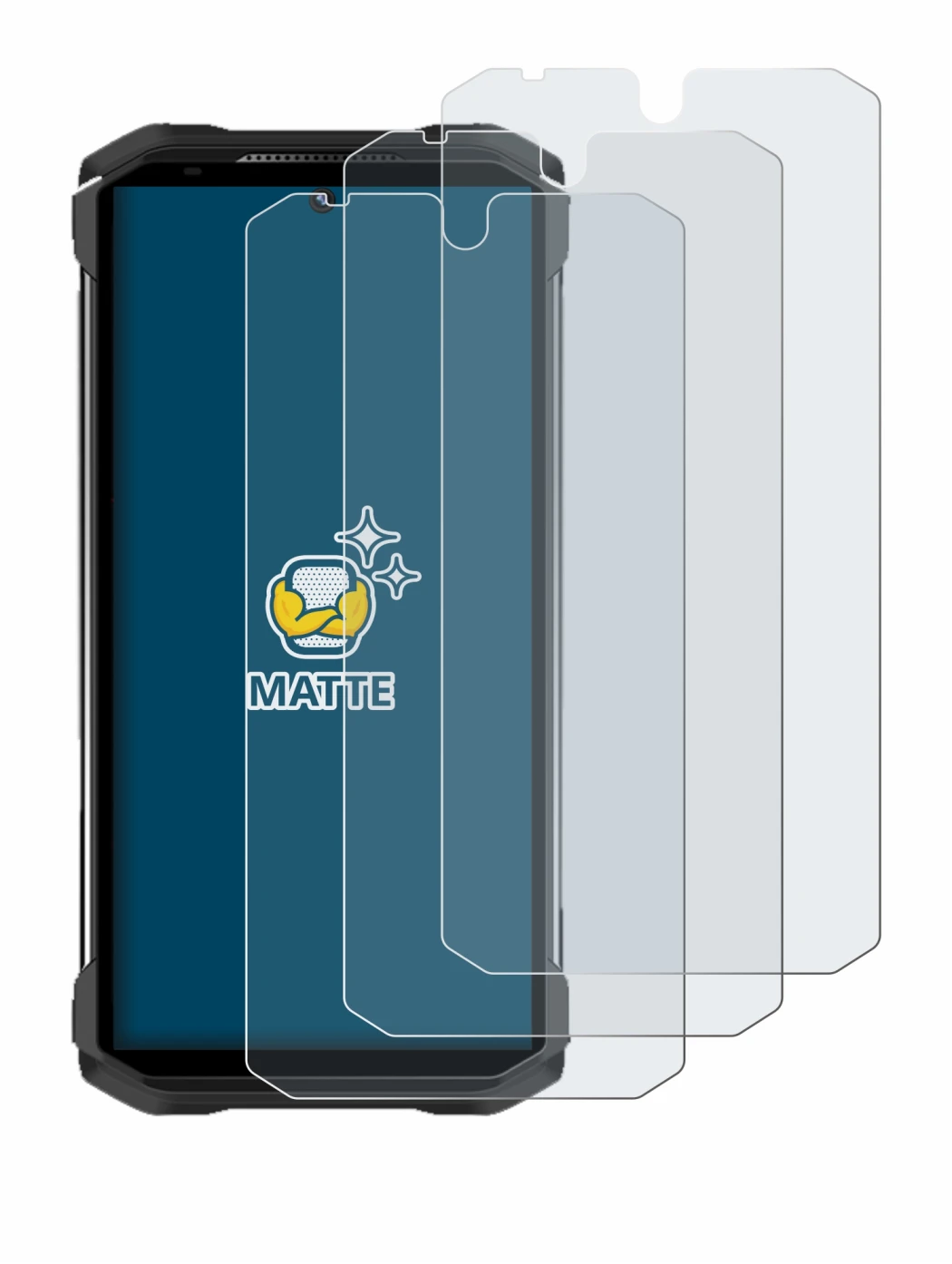 Image de l'appareil Doogee S98 avec une grande variété de protections d'écran.