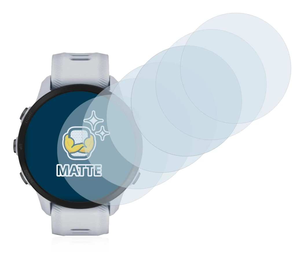 Image de l'appareil Garmin Forerunner 955 Solar avec une grande variété de protections d'écran.