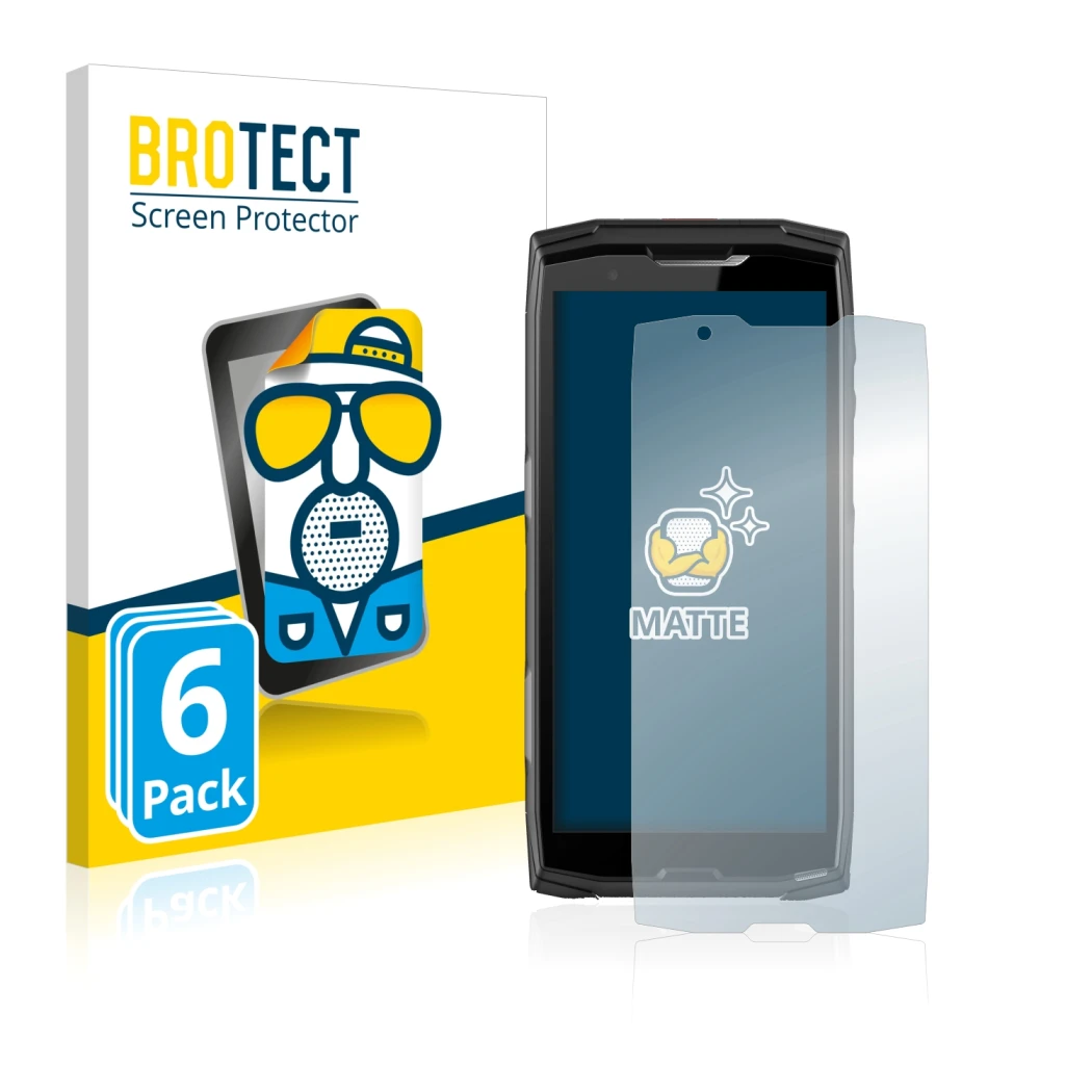 Face avant d’un emballage produit avec le logo de la marque BROTECT. À côté, l’appareil Crosscall Core-X5 est représenté avec