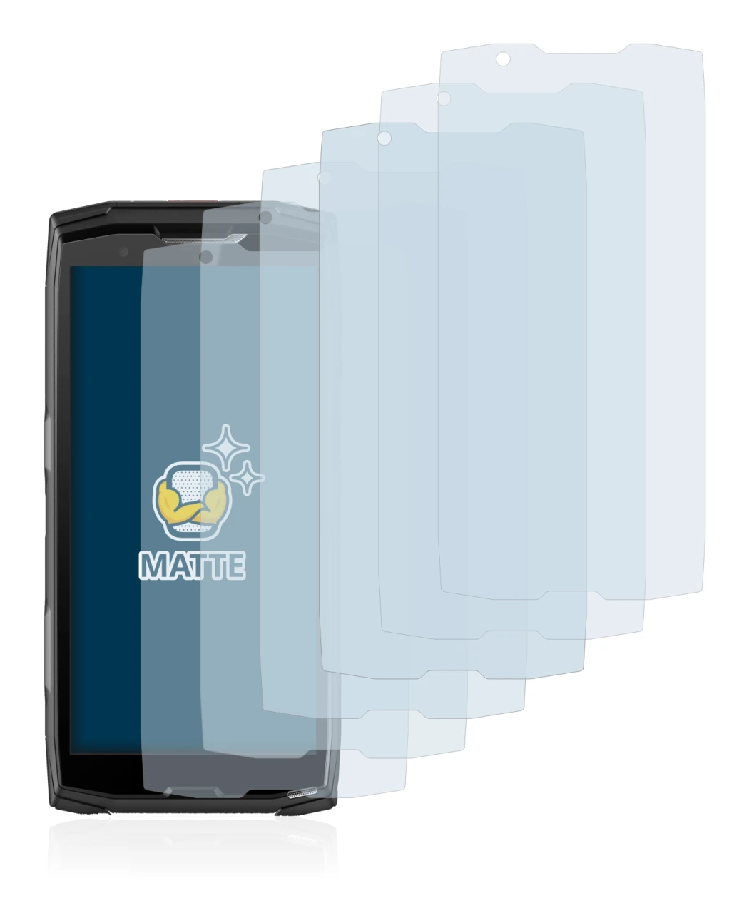Image de l'appareil Crosscall Core-X5 avec une grande variété de protections d'écran.