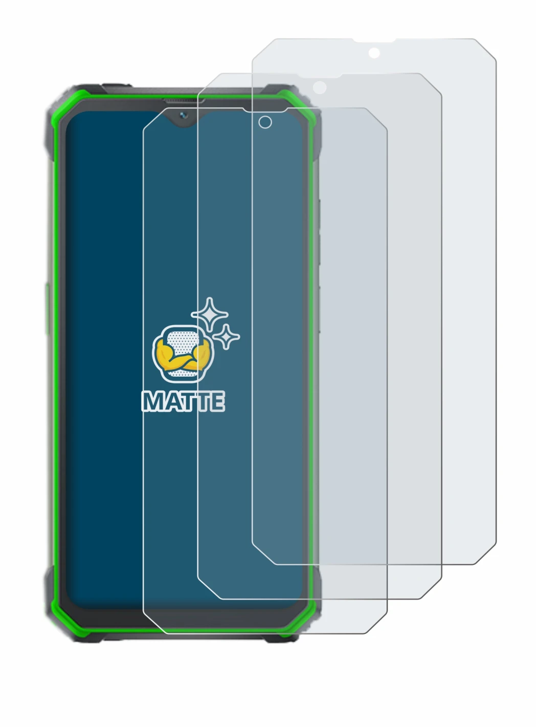 Image de l'appareil Blackview BV7100 avec une grande variété de protections d'écran.
