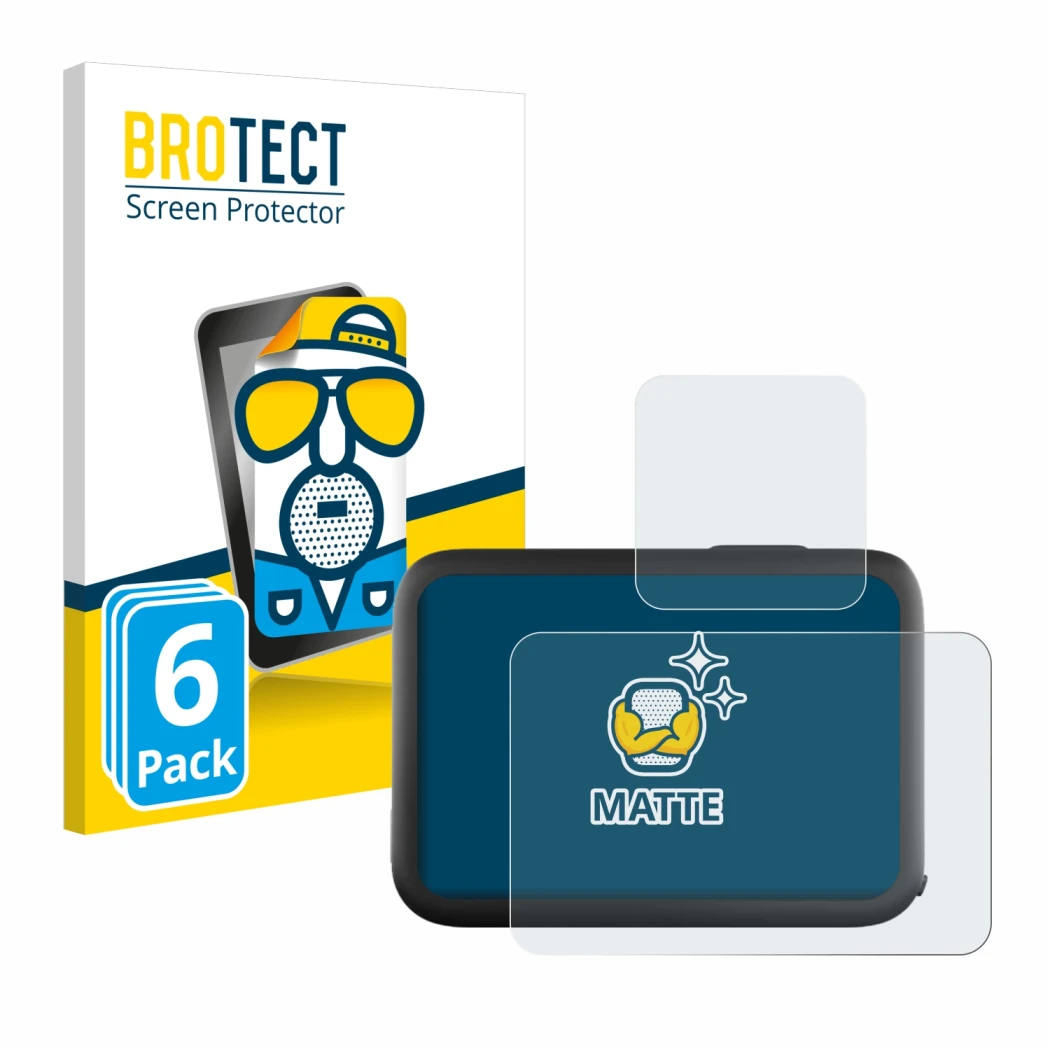 Face avant d’un emballage produit avec le logo de la marque BROTECT. À côté, l’appareil GoPro Hero 11 Black est représenté ave