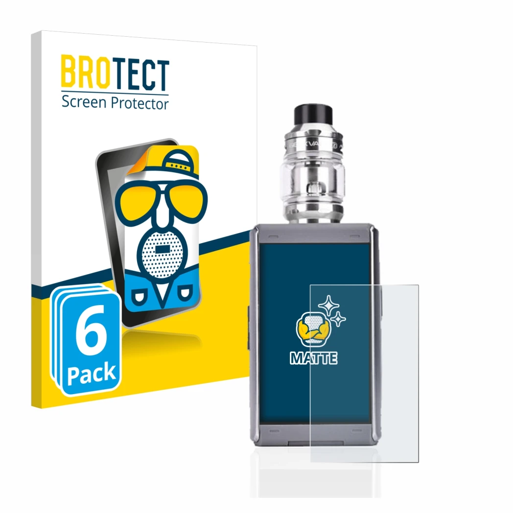 Face avant d’un emballage produit avec le logo de la marque BROTECT. À côté, l’appareil GeekVape T200 est représenté avec la p