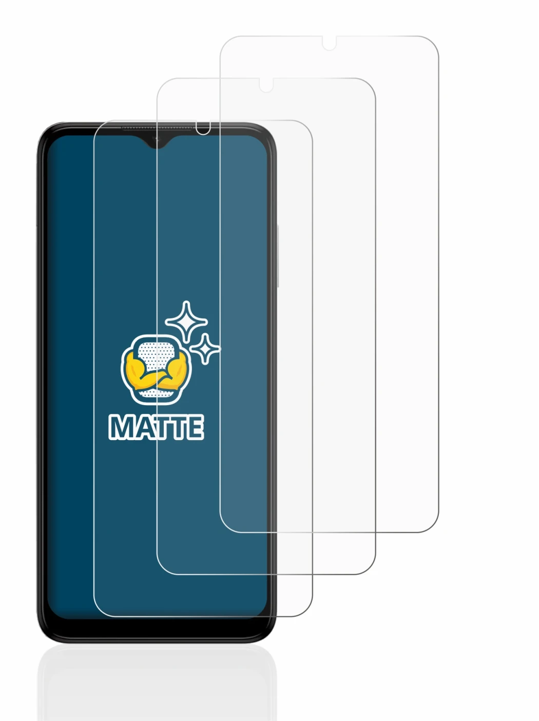 Image de l'appareil Nokia G22 avec une grande variété de protections d'écran.
