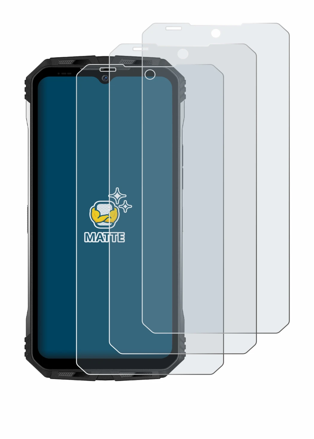 Image de l'appareil Doogee S100 avec une grande variété de protections d'écran.