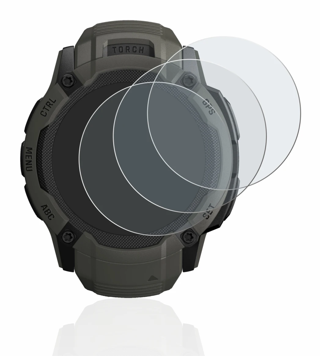 Image de l'appareil Garmin Instinct 2X Solar avec une grande variété de protections d'écran.