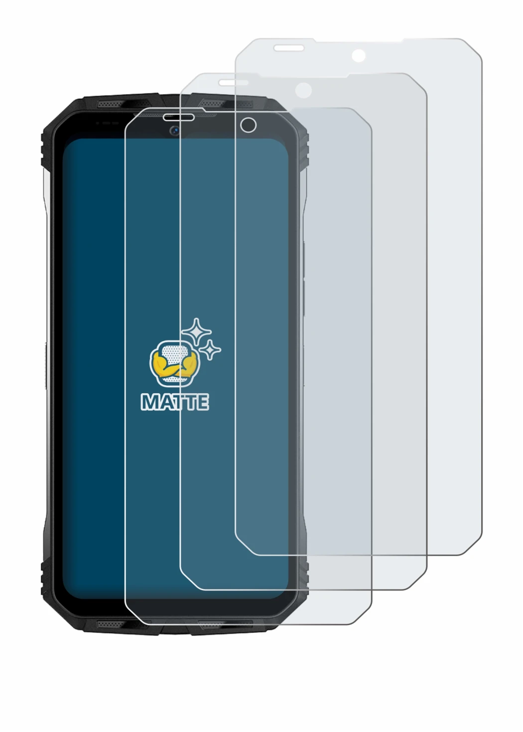 Image de l'appareil Doogee S100 Pro avec une grande variété de protections d'écran.