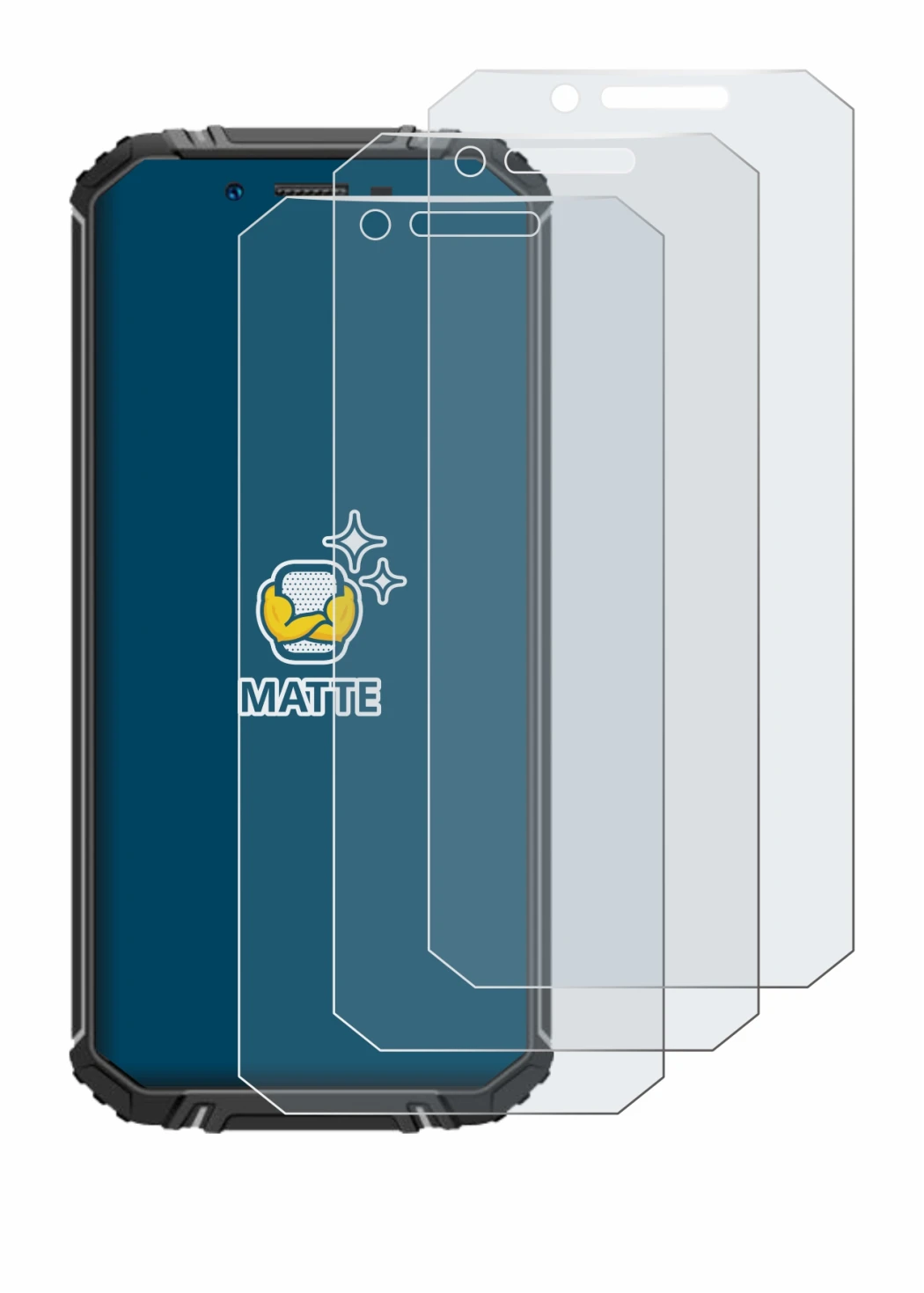 Image de l'appareil Oukitel WP18 avec une grande variété de protections d'écran.