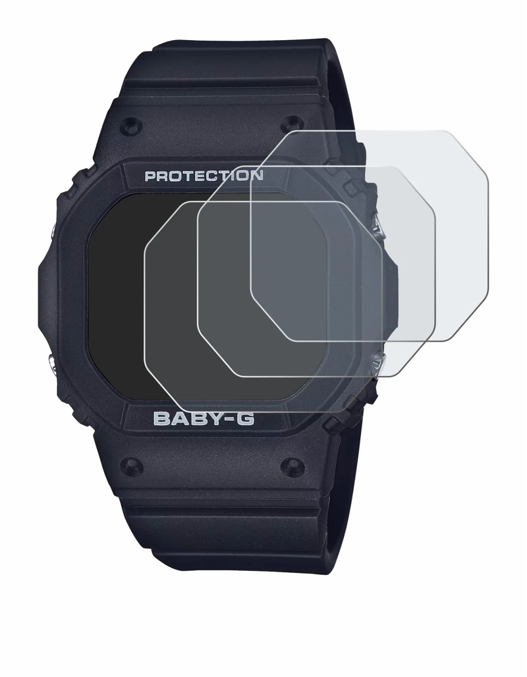 Image de l'appareil Casio Baby-G BGD-565 avec une grande variété de protections d'écran.