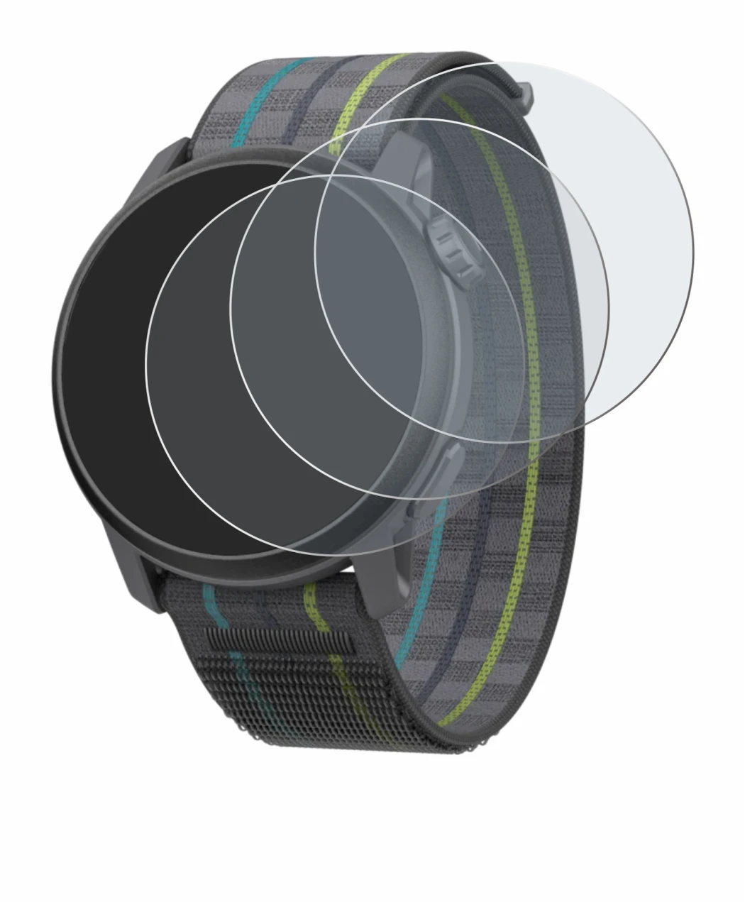 Image de l'appareil Coros Pace 3 avec une grande variété de protections d'écran.