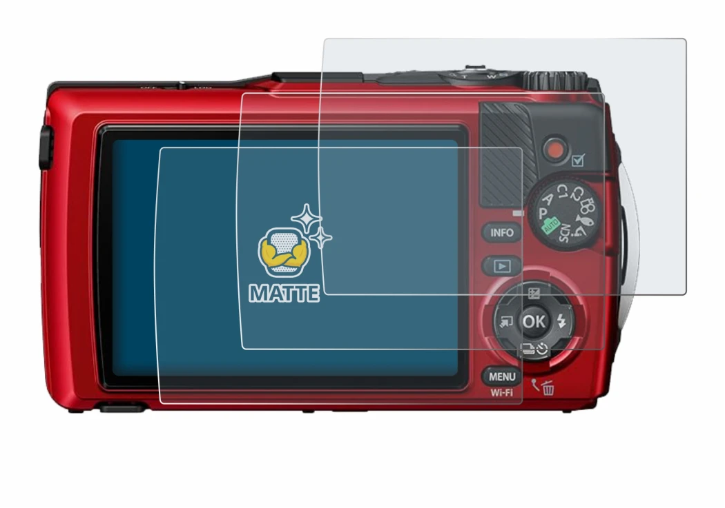 Image de l'appareil Olympus OM System Tough TG-7 avec une grande variété de protections d'écran.