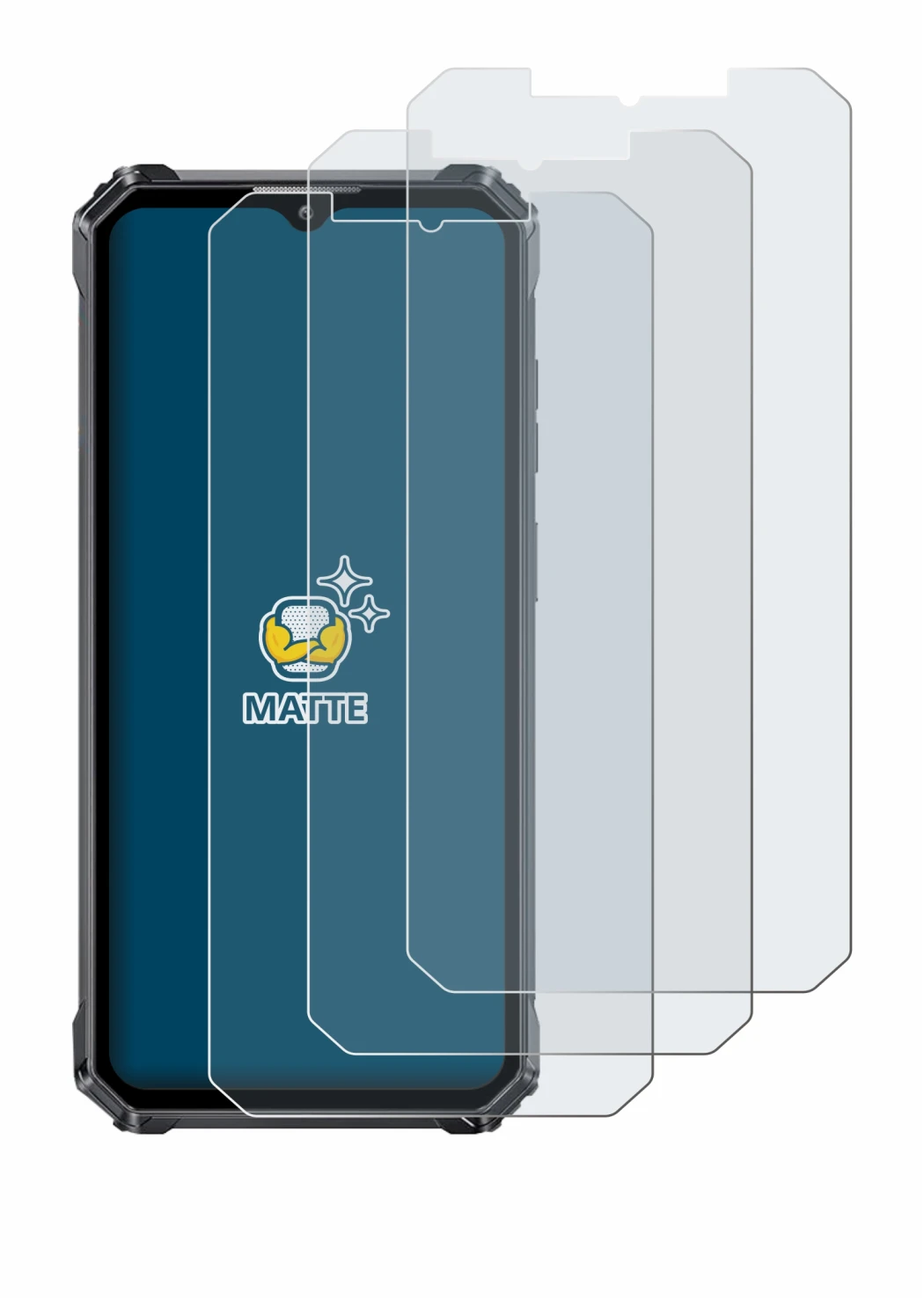 Image de l'appareil Oukitel WP28 avec une grande variété de protections d'écran.