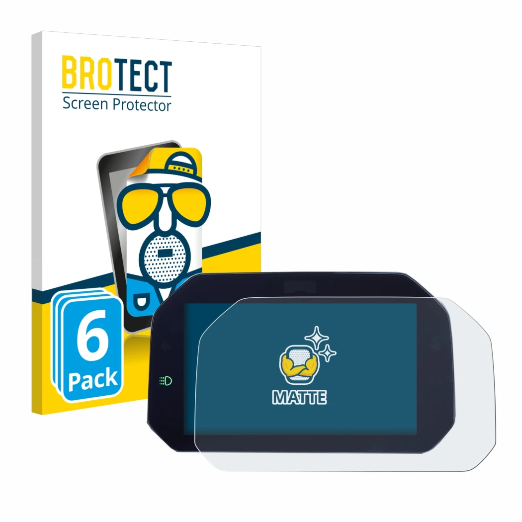 Face avant d’un emballage produit avec le logo de la marque BROTECT. À côté, l’appareil BMW R 1300 GS TFT 6.5