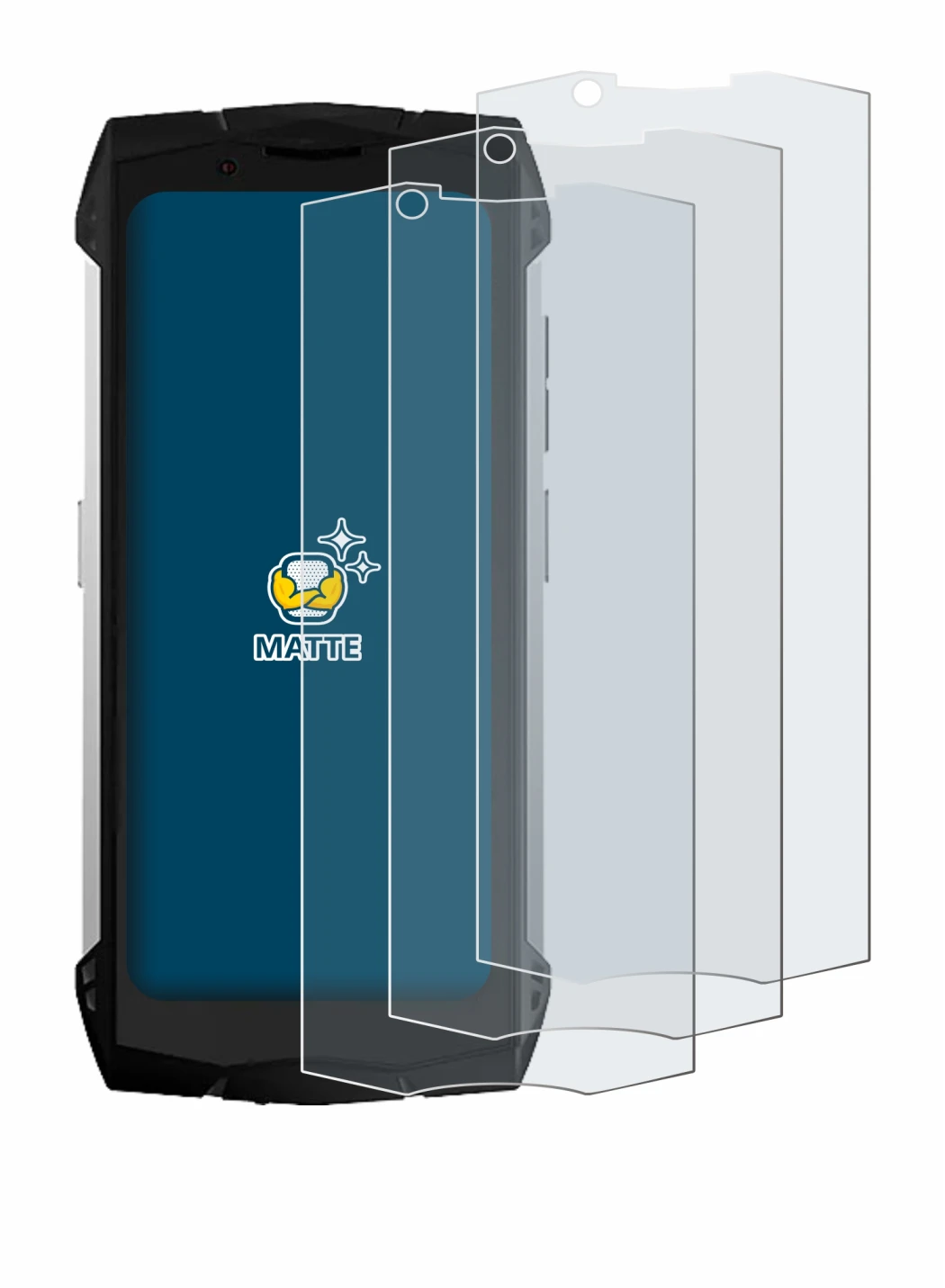 Image de l'appareil Doogee S Mini avec une grande variété de protections d'écran.