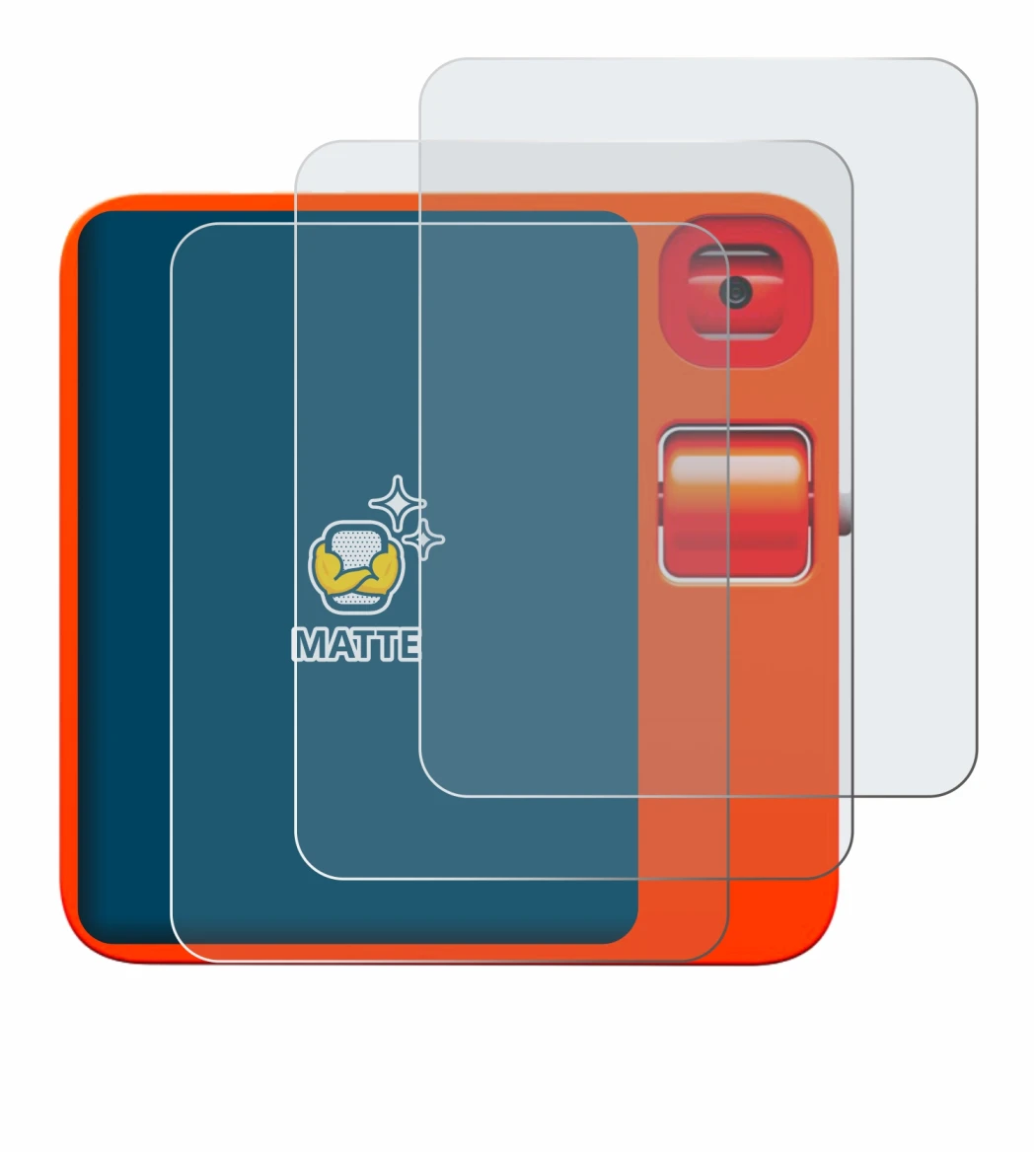 Image de l'appareil rabbit r1 avec une grande variété de protections d'écran.