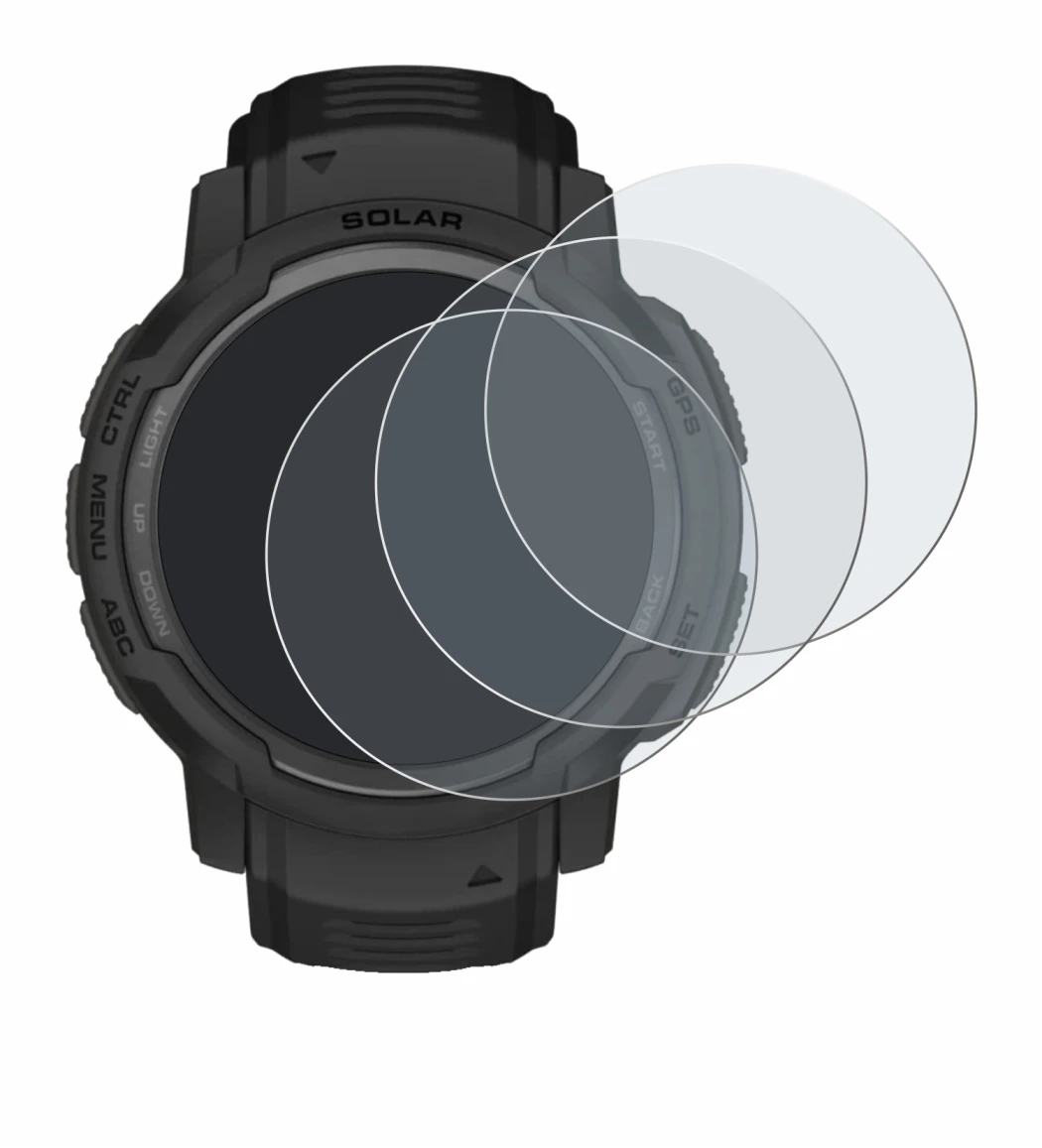 Image de l'appareil Garmin Instinct Crossover AMOLED avec une grande variété de protections d'écran.