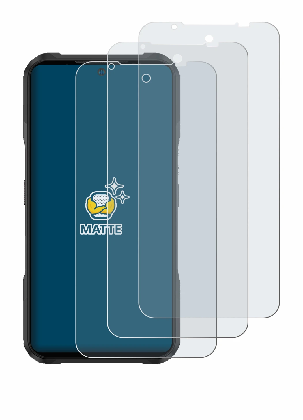 Image de l'appareil Doogee V20S avec une grande variété de protections d'écran.