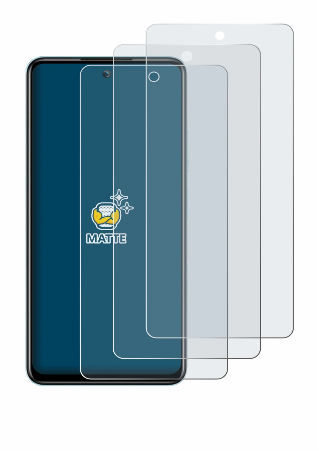 Image de l'appareil Itel S24 avec une grande variété de protections d'écran.