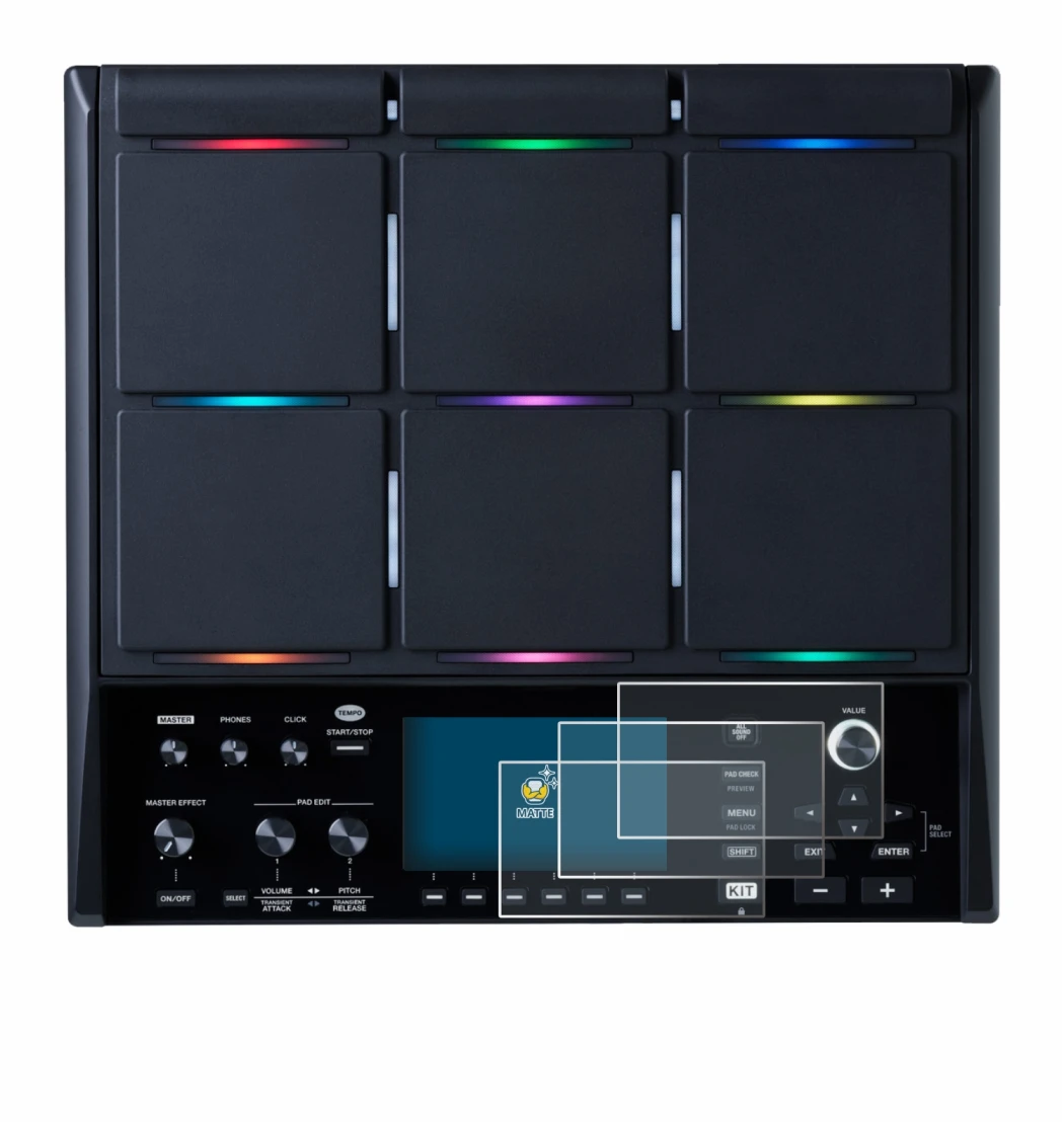 Image de l'appareil Roland SPD-SX PRO avec une grande variété de protections d'écran.