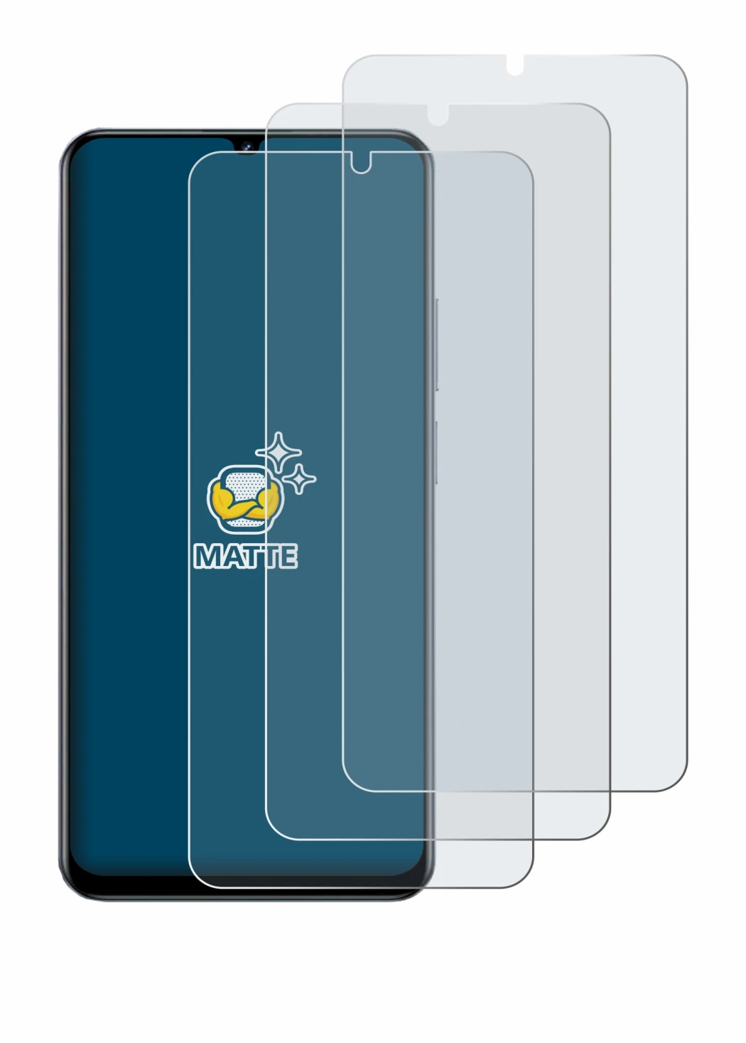 Image de l'appareil realme C61 avec une grande variété de protections d'écran.