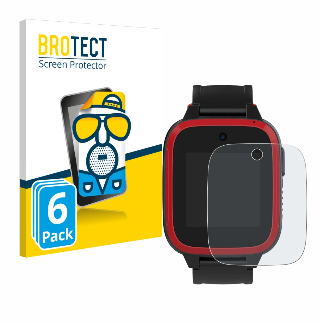 Face avant d’un emballage produit avec le logo de la marque BROTECT. À côté, l’appareil Xplora Let's Go est représenté avec la