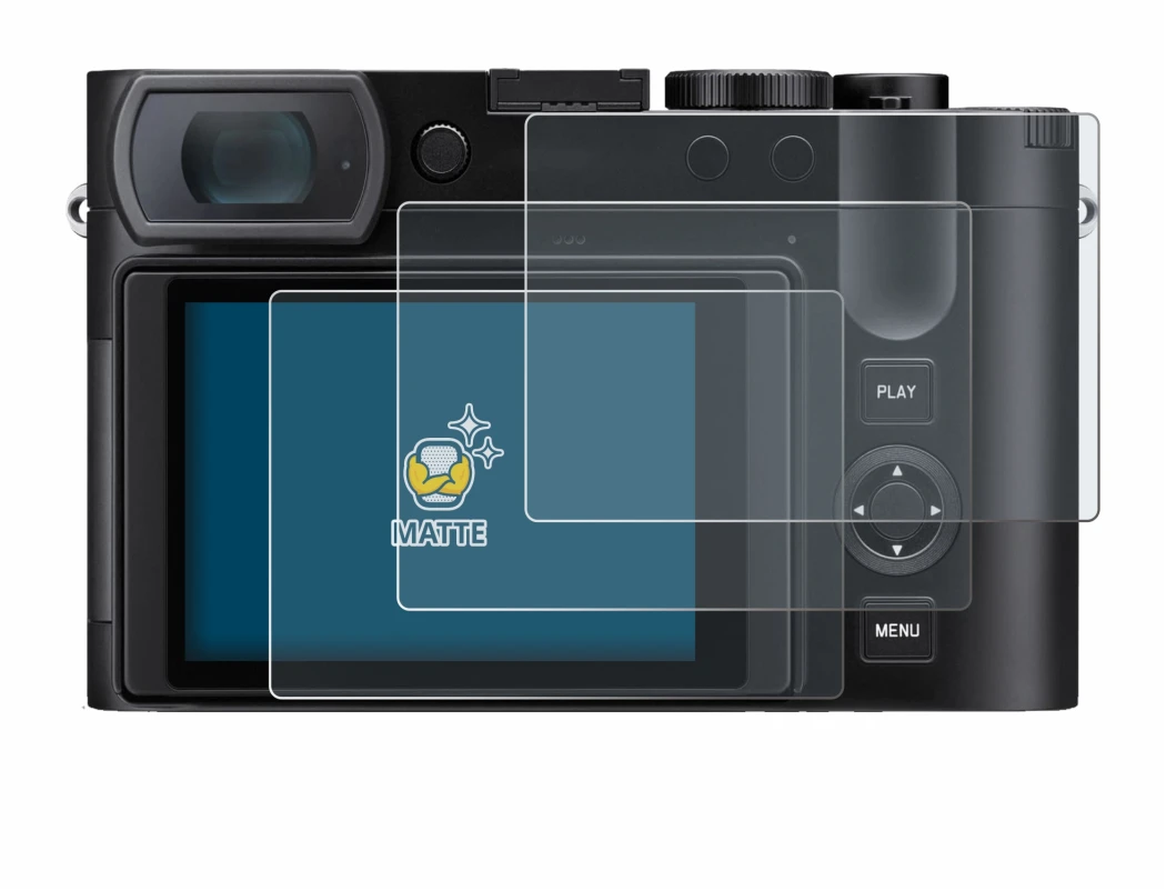 Image de l'appareil Leica Q3 43 avec une grande variété de protections d'écran.