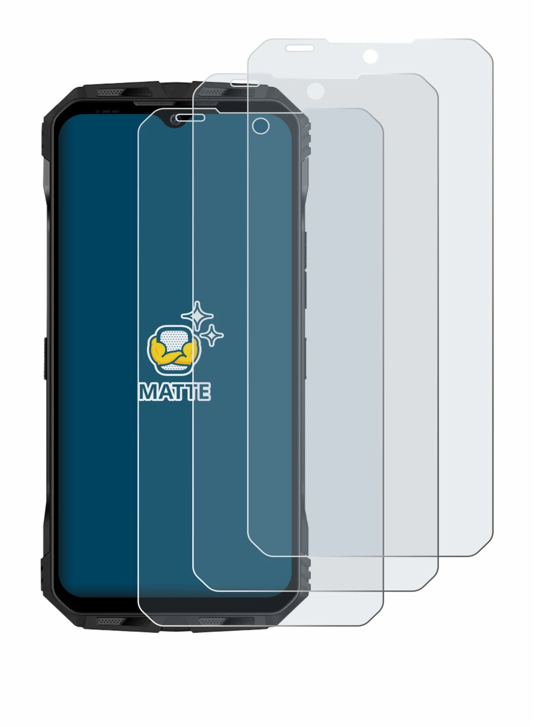 Image de l'appareil Doogee V Max Plus avec une grande variété de protections d'écran.