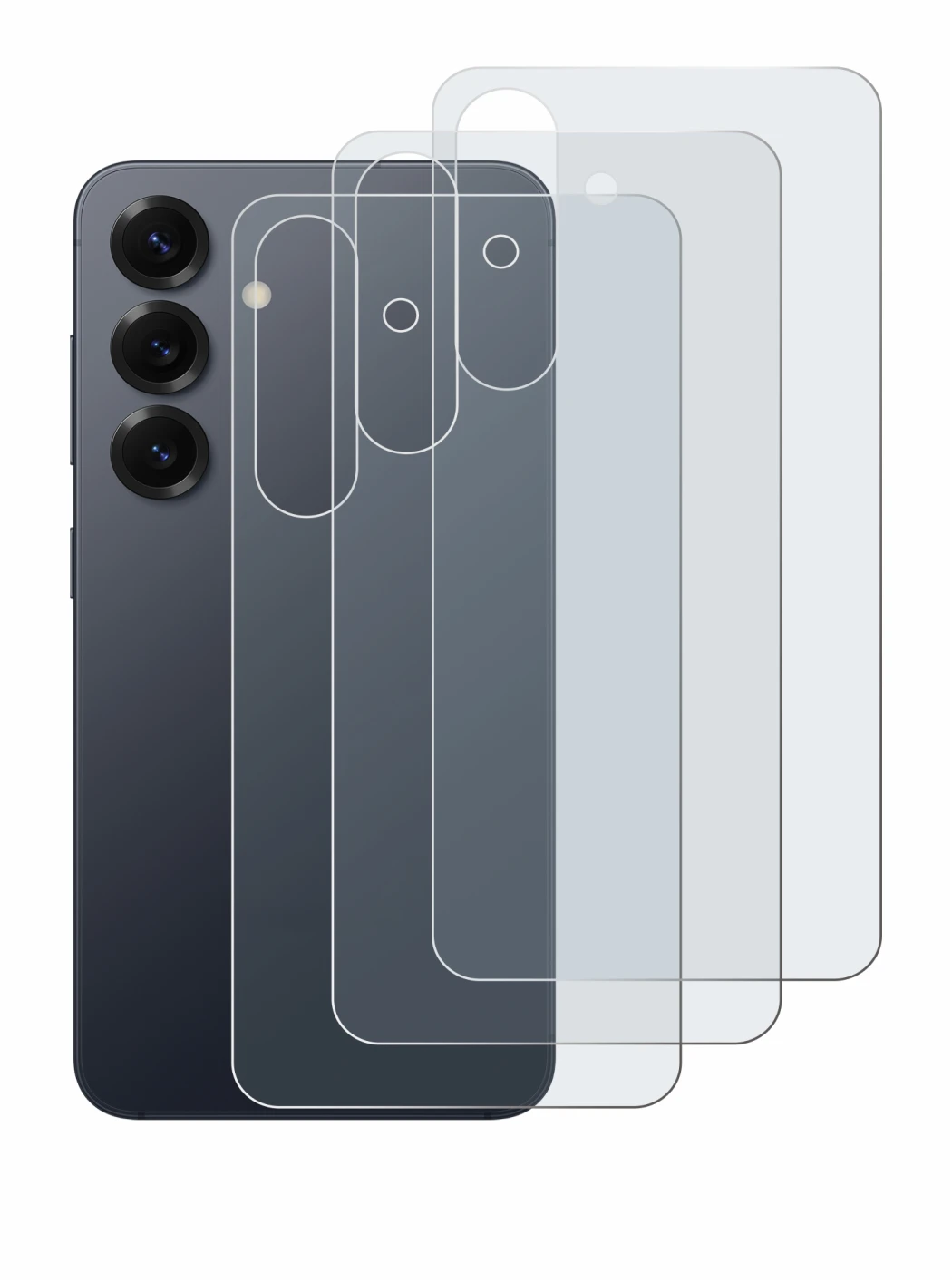 Image de l'appareil Samsung Galaxy S25 (Arrière) avec une grande variété de protections d'écran.