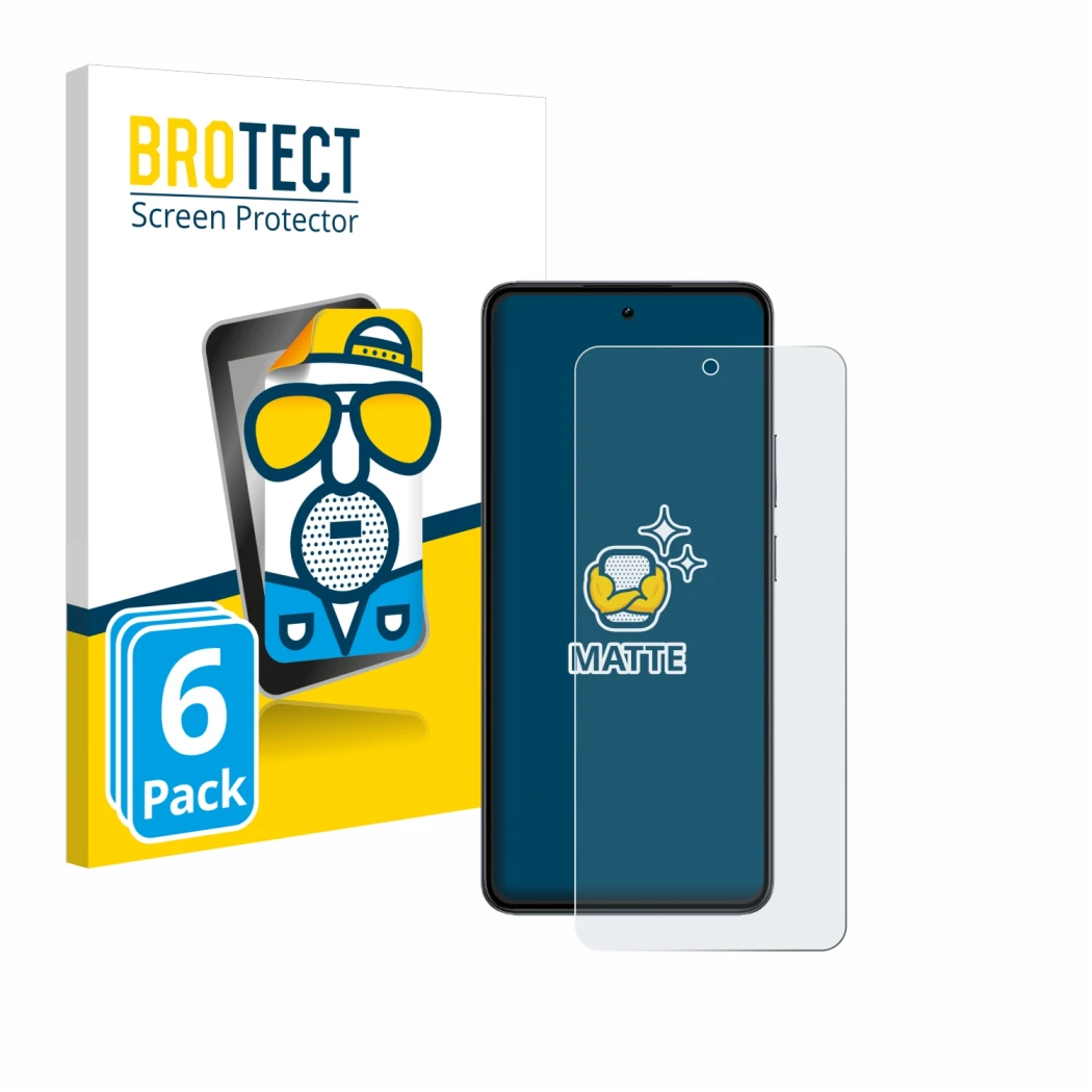 Face avant d’un emballage produit avec le logo de la marque BROTECT. À côté, l’appareil realme 14 est représenté avec la prote